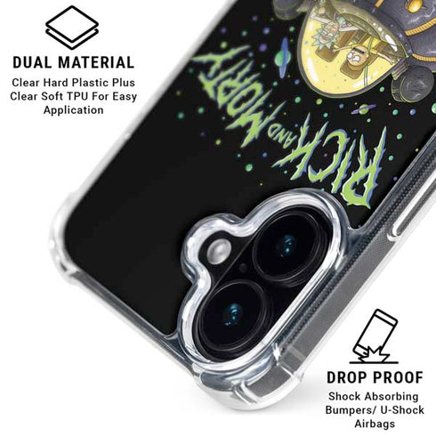 Adult Swim Rick and Morty Spaceship iPhone 16 Clear Case